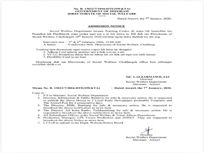 ADMISSION NOTICE